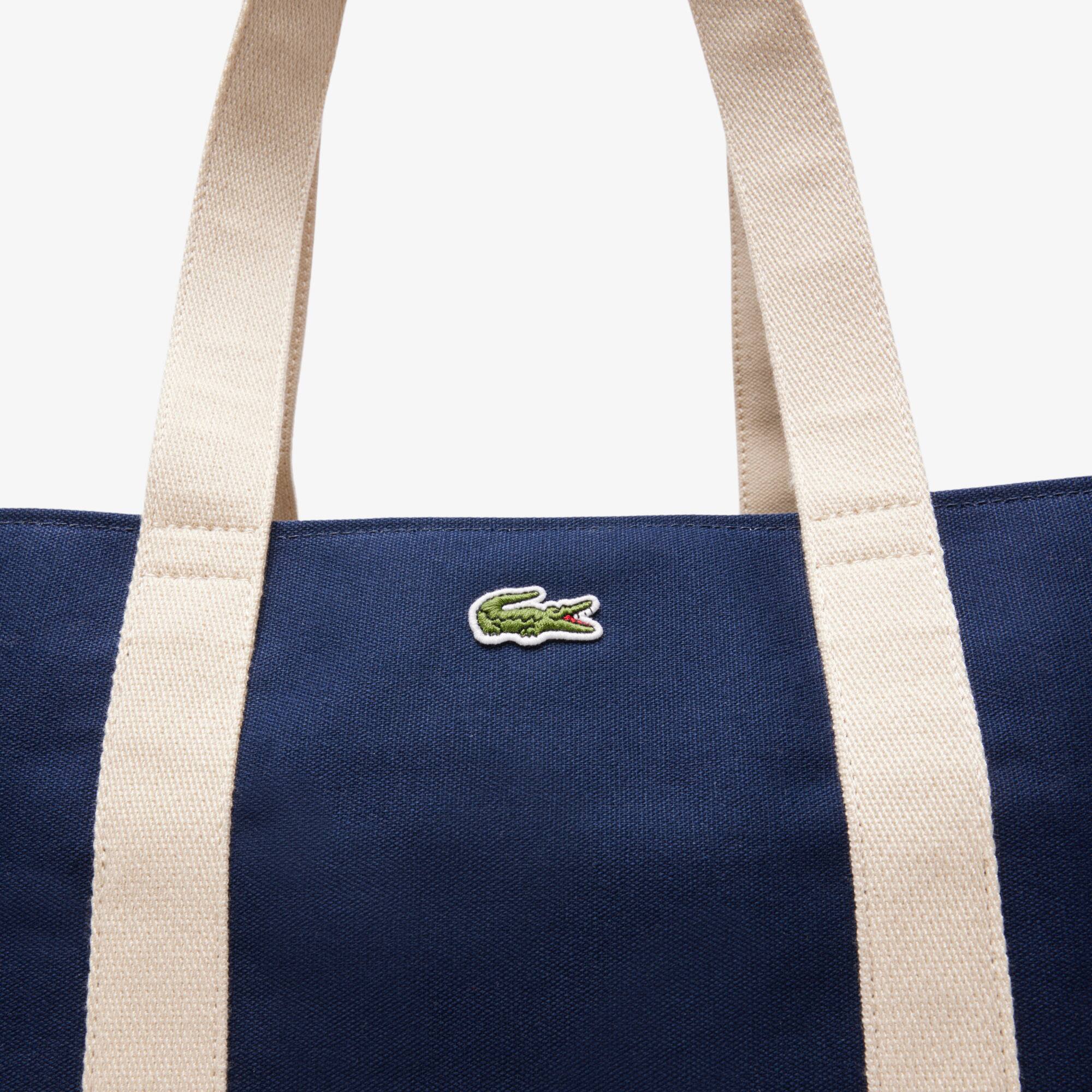 ★LACOSTE★ Women's Roland Garros Top Zip Tote Navy NF4943R5 Roland-Garros Edition Canvas Tote - All Women's Bags