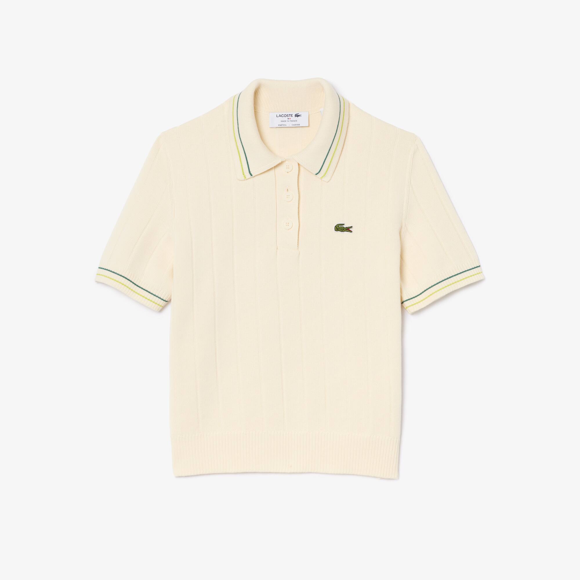 トップス FRENCH LACOSTE cotton knit polo shirt 6 French Made Ribbed Cotton Polo Shirt - Women's Knitwear