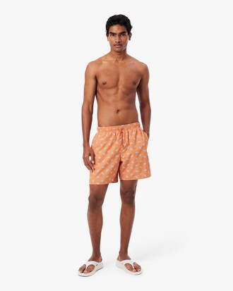 Mid Length Crocodile Print Swim Trunks