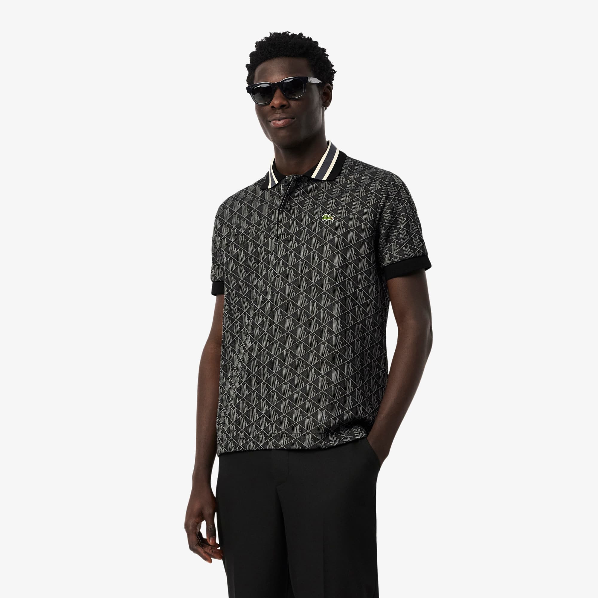 Classic Fit Monogram Jacquard Polo Shirt - Men's Short Sleeves