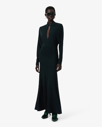 Runway Polo Collar Silk Maxi Dress