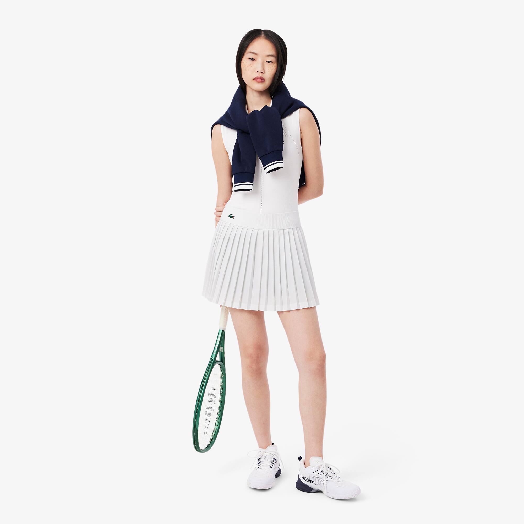 ★LACOSTE★ Women's Tennis Unbalanced Skirt Off White JF221E Women's Lined Piqué Tennis Skirt - Shorts & Skirts - New In