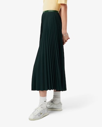 Long Pleated Elasticated Waist Skirt