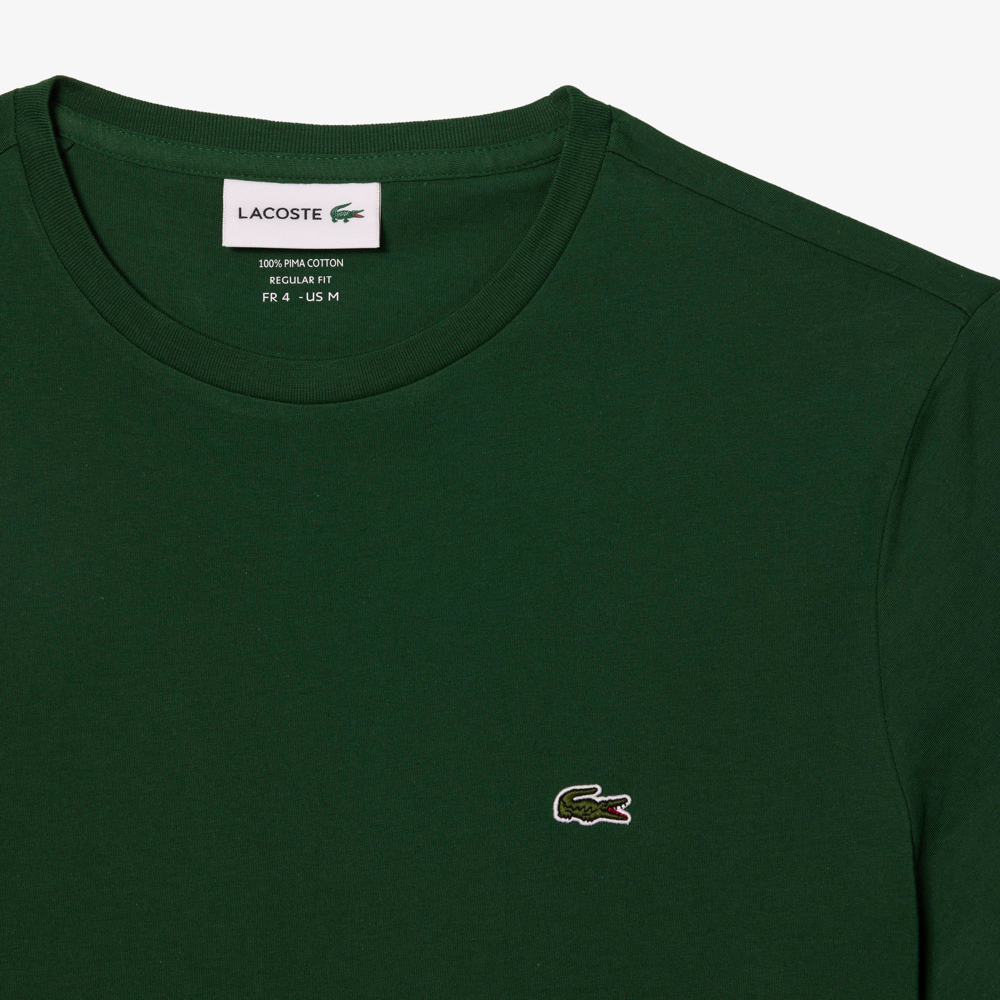 Tシャツ・カットソー LACOSTE Men T-shirt Green TH6709 132 Lacoste TH6709 Pima Cotton T-Shirt 132 Green – Vault Menswear