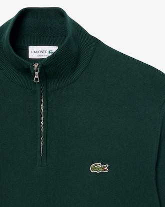 Zipped High Neck Cotton Sweater
