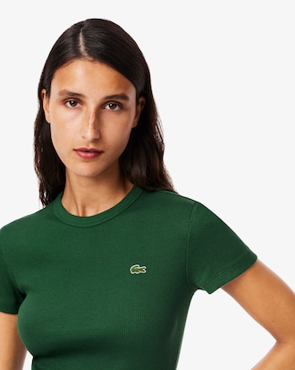 Slim Fit Ribbed Cotton T-shirt