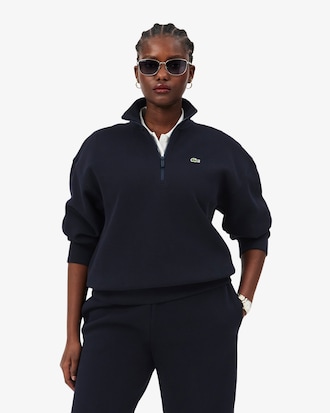 High Neck Zipped Piqu&eacute; Sweatshirt