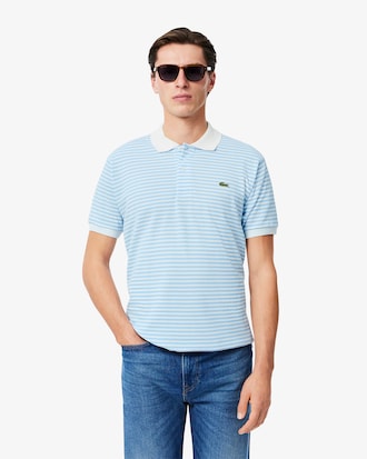 Classic Fit L.12.12 Striped Petit Piqu&eacute; Polo Shirt
