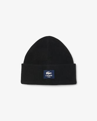 Ribbed Cotton Badge Beanie