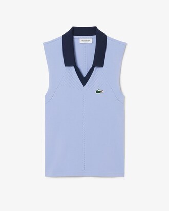 Sleeveless Stretch Knit Tennis Polo Shirt