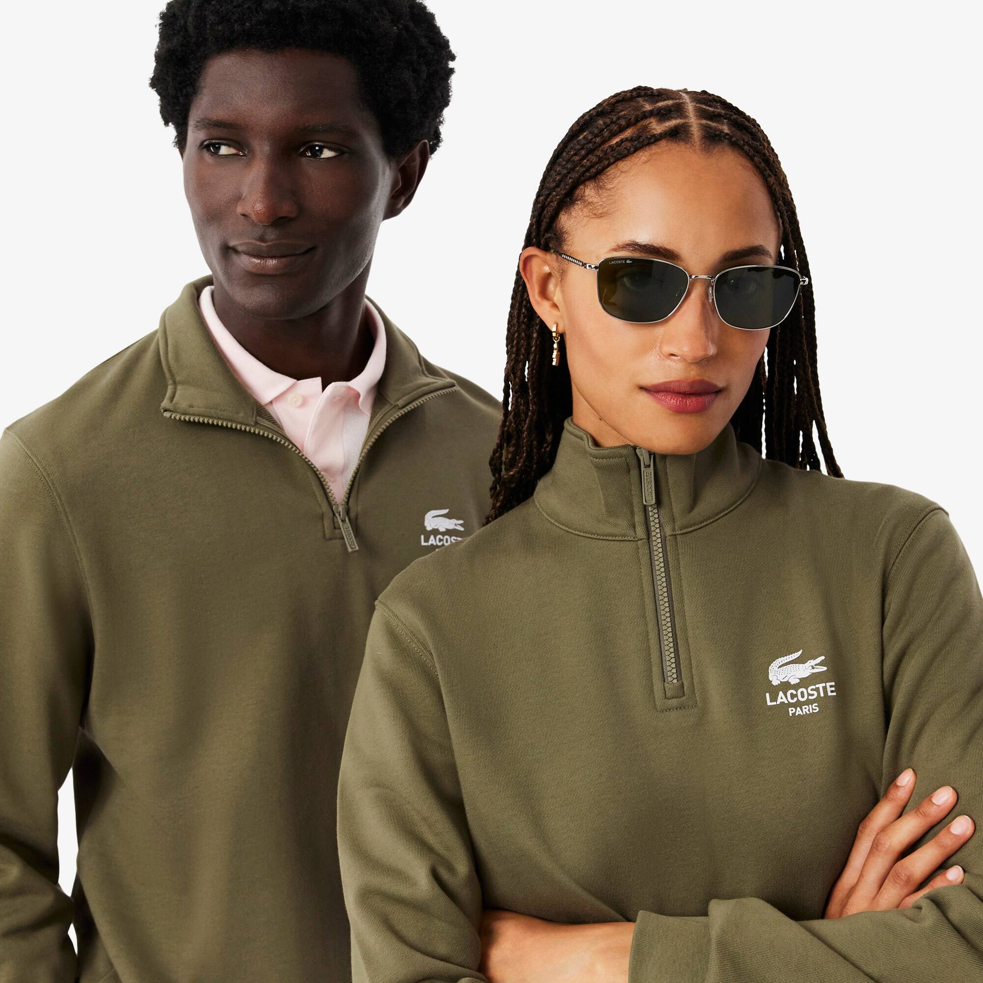 High Neck Zip-Up Print Sweatshirt - Men's Sweatshirts - New In