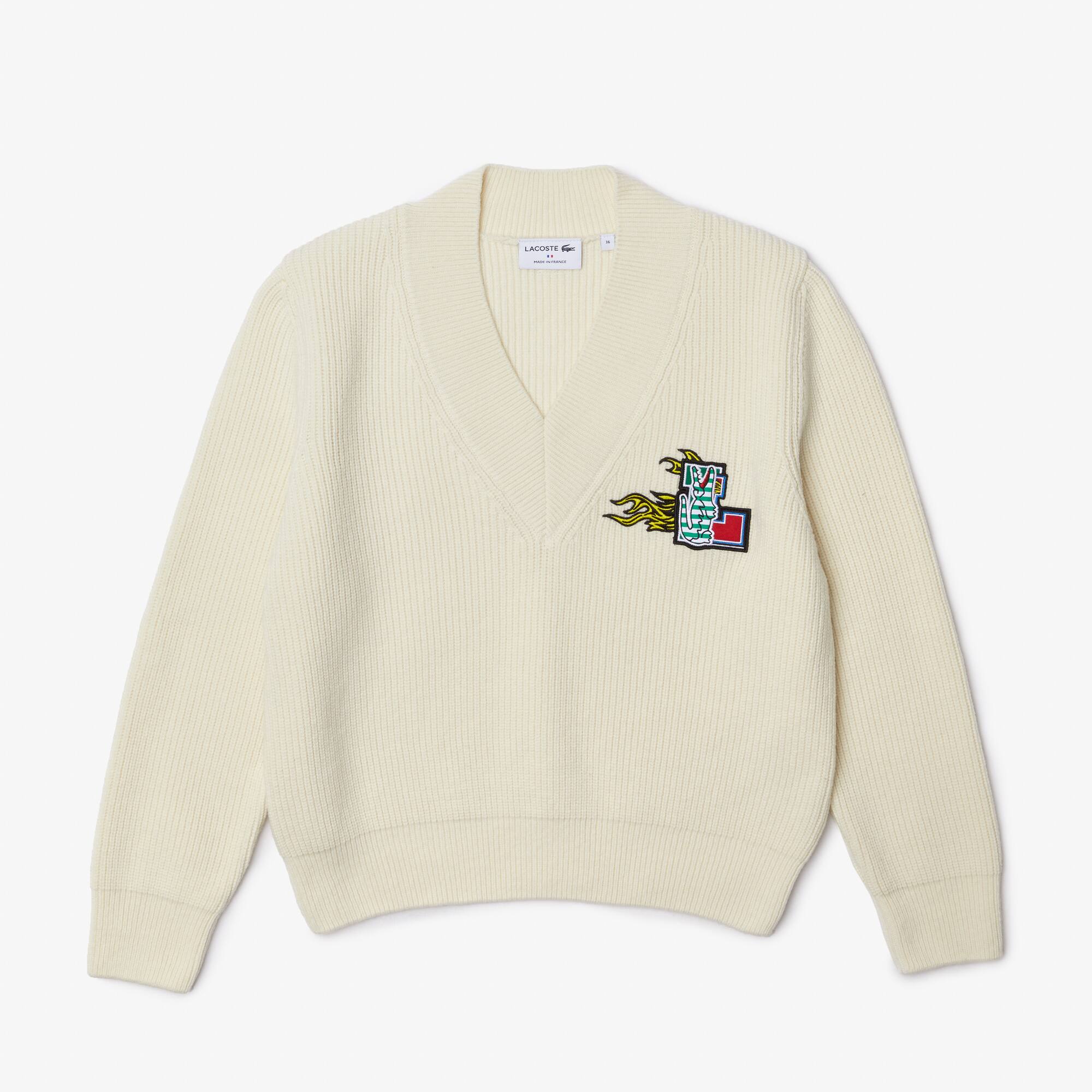 V-Neck Wool Sweater - Knitwear women 
