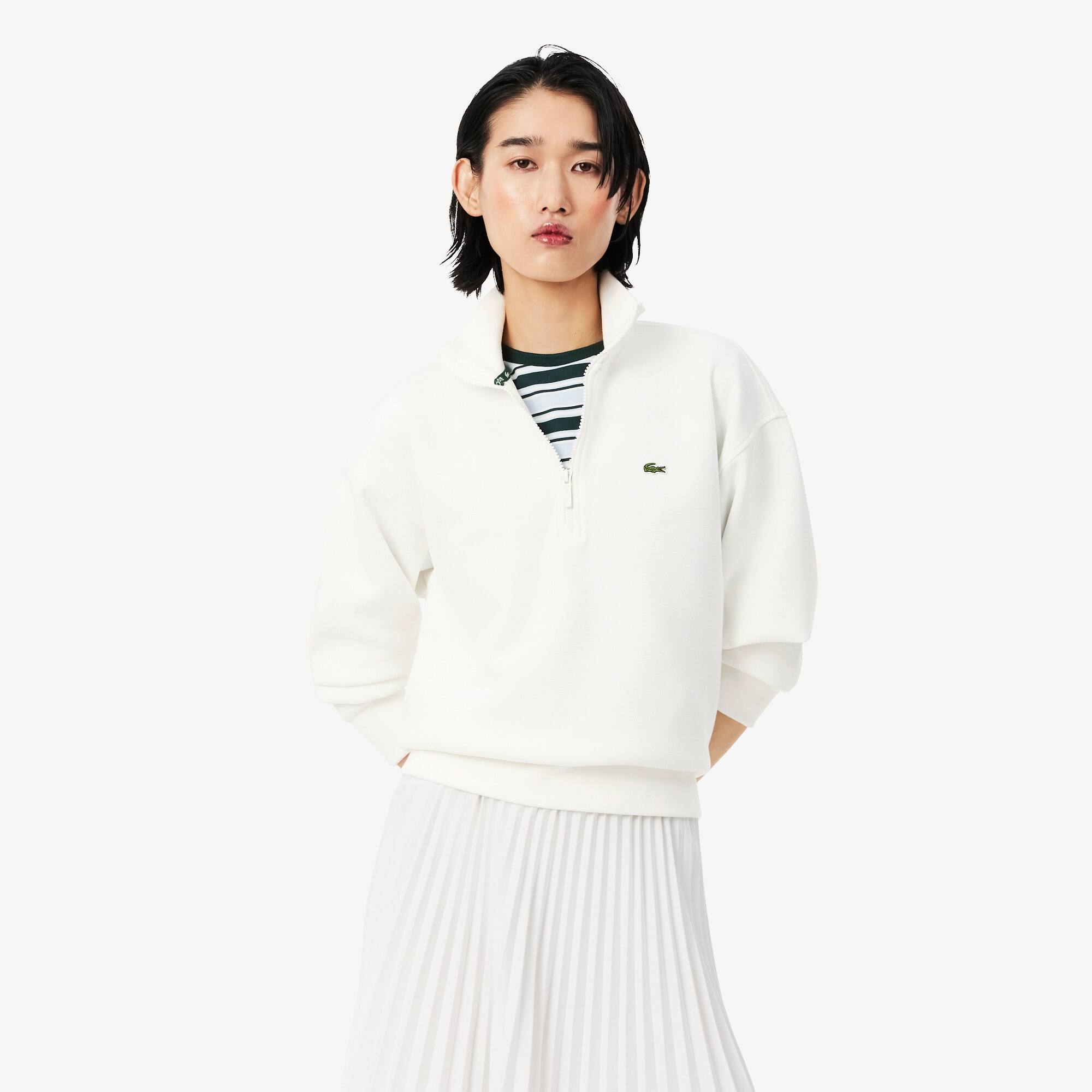 High Neck Zipped Piqué Sweatshirt - undefined - New In 2026 | Lacoste