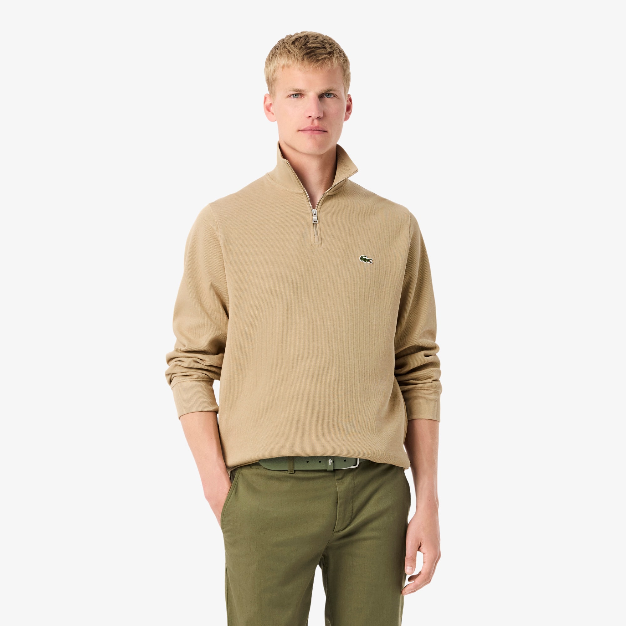 Zip-Up High Neck Interlock Sweatshirt - Men's Sweatshirts - New In