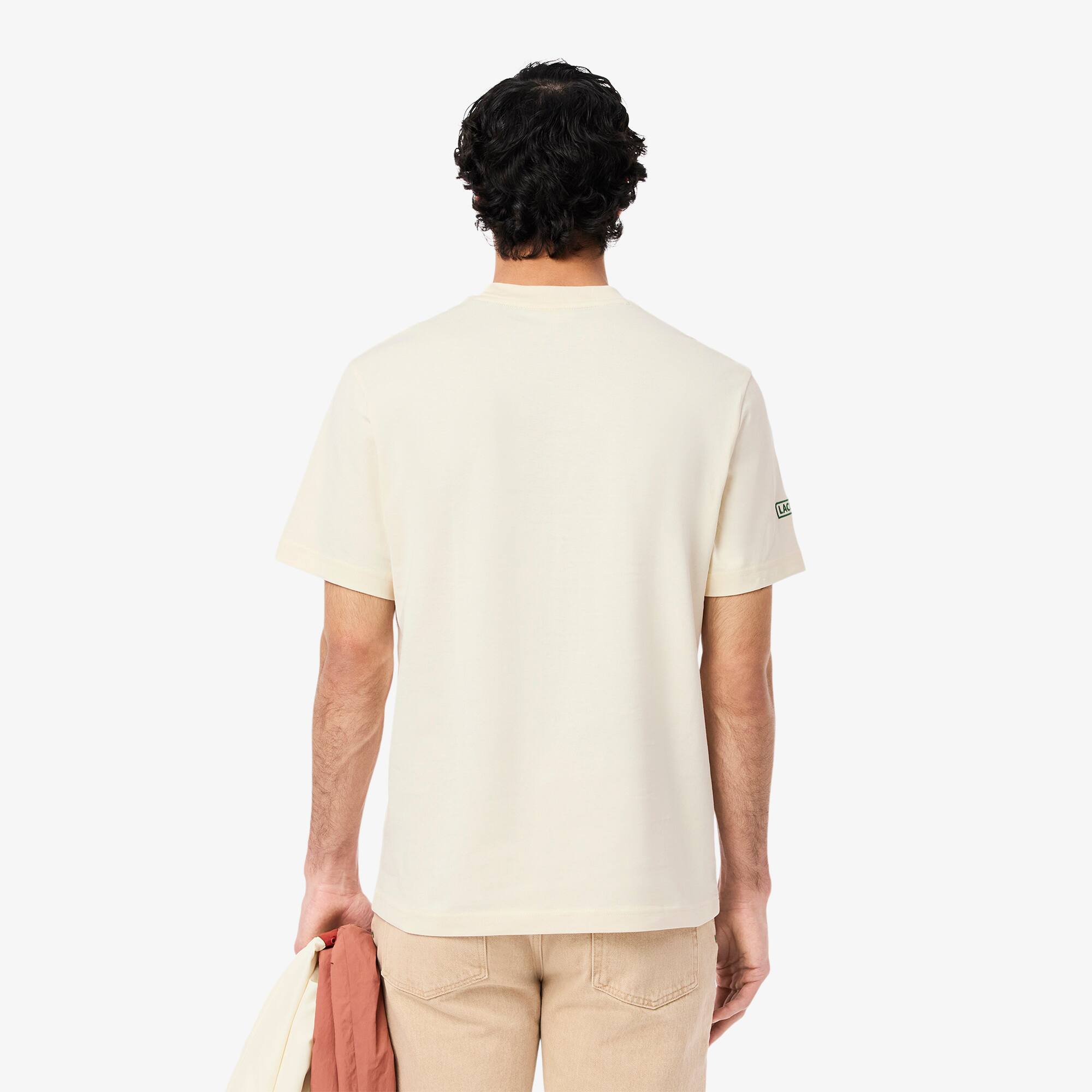 Tシャツ・カットソー LACOSTE Men T Shirts TH9769 XFJ White Heavy Jersey Mesh Band T-shirt - Men's t-shirts - New In