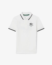 Stripe Collar Petit Piqu&eacute; Polo Shirt