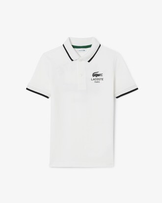 Stripe Collar Petit Piqu&eacute; Polo Shirt