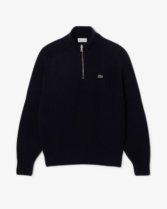 Zipped High Neck Wool Sweater