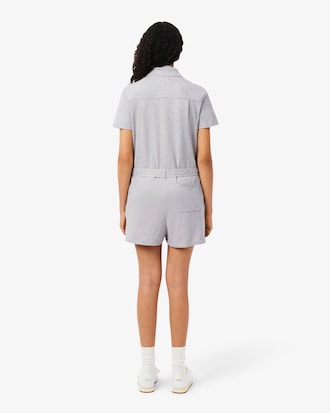 Stretch Piqu&eacute; Polo Collar Playsuit