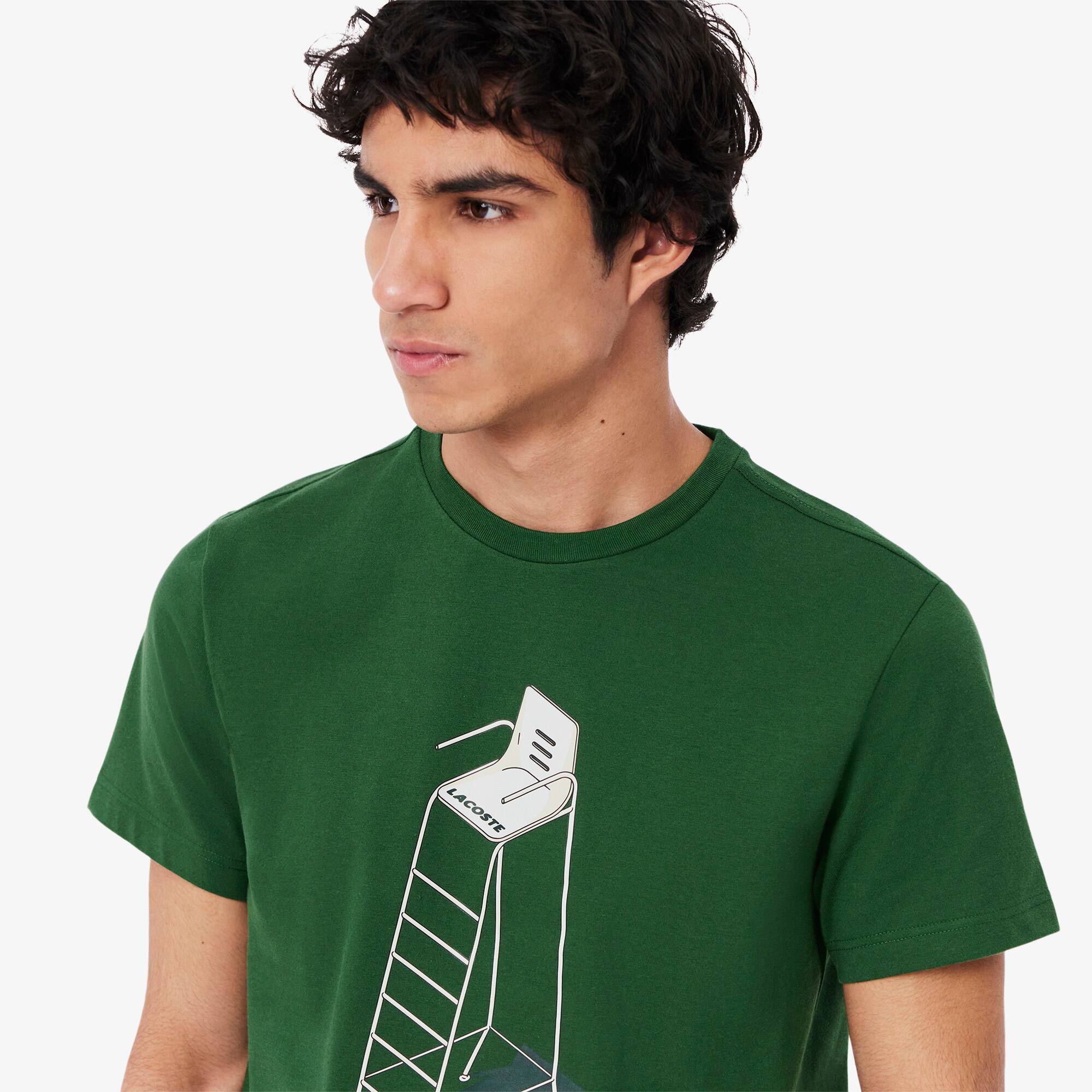 Tシャツ・カットソー LACOSTE Men T-shirt Green TH2101 S30 LACOSTE LETTERED BANDS Regular fit CREW NECK T-SHIRT Men's