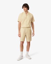 Crocodile Print Stripe Cotton Shorts