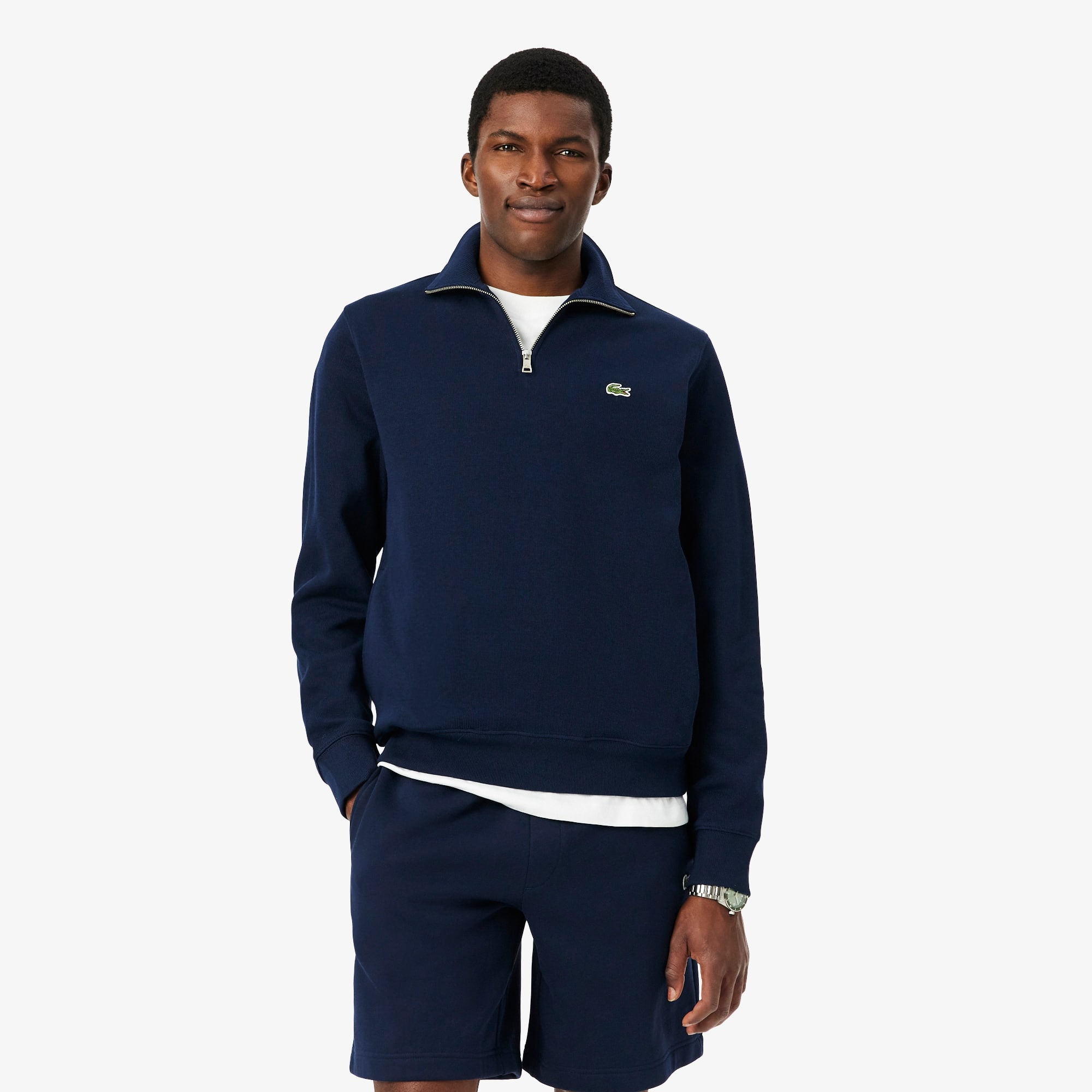 Zip-Up High Neck Interlock Sweatshirt - Men's Sweatshirts - New In