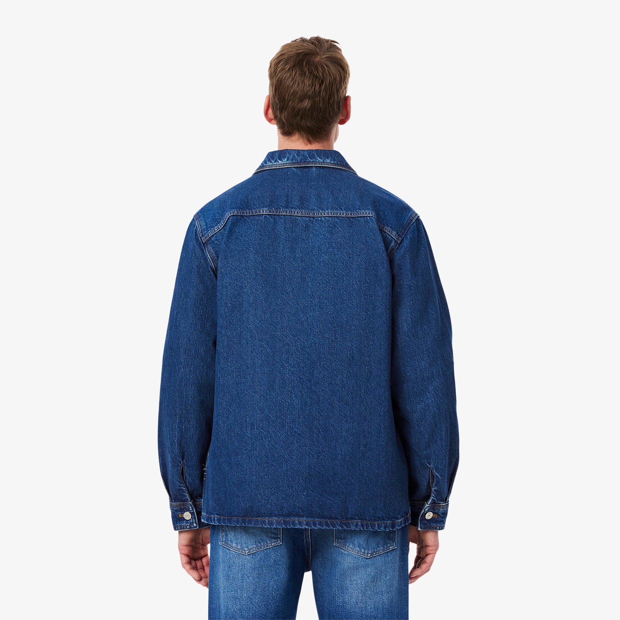 Heavy Cotton Denim Overshirt Jacket - Men's Long Sleeves Shirts