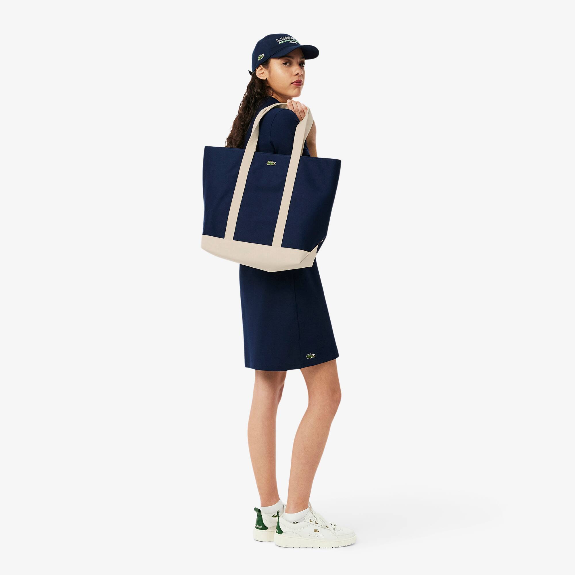 ★LACOSTE★ Women's Roland Garros Top Zip Tote Navy NF4943R5 Lacoste x Roland-Garros Shopping bag - Navy blue | Roland