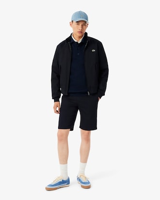 Ribbed Cotton Polo Collar Sweatshirt