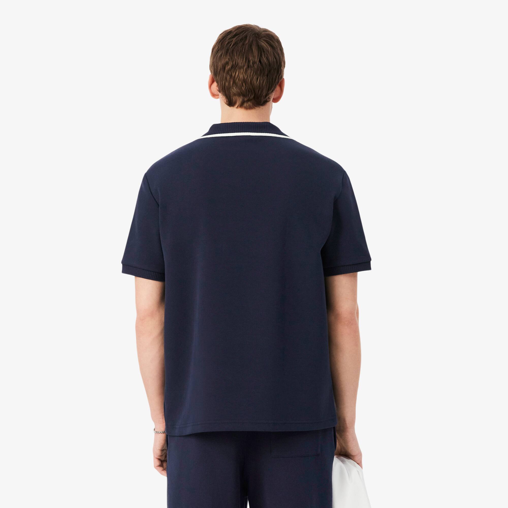 Loose Fit Embroidered Badge Piqué Polo Shirt - Men's Short Sleeves