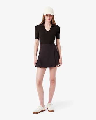 Short Pleated Wrap Skirt