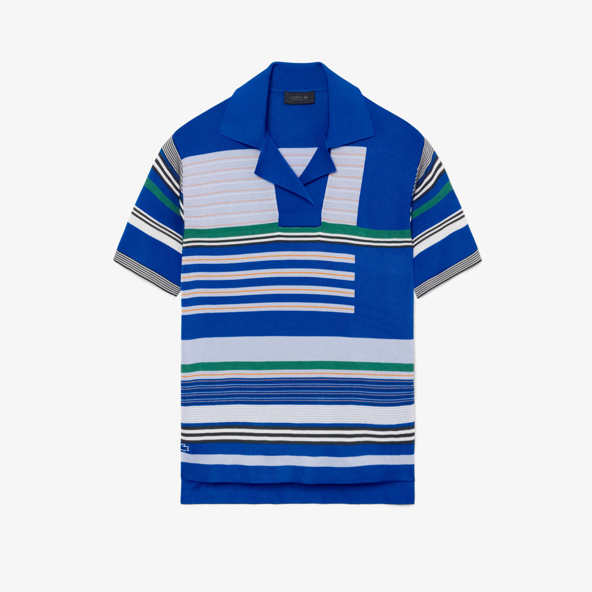 Runway Oversized Striped Satin Piqué Polo Shirt - Women's Knitwear
