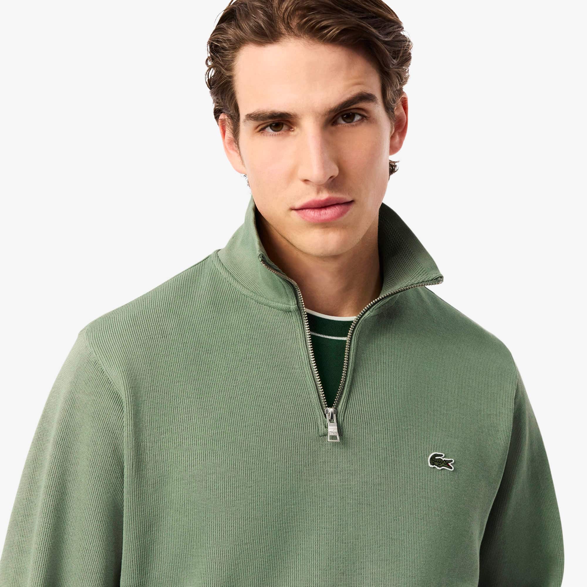 Zip-Up High Neck Interlock Sweatshirt - Men's Sweatshirts - New In