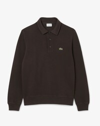 Ribbed Cotton Polo Collar Sweatshirt