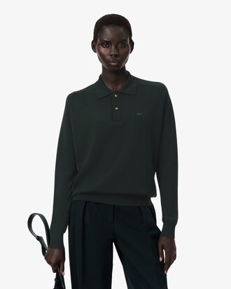 Runway Wool Blend Polo Collar Sweater