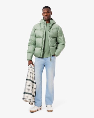 Short Water-Repellent Hooded Puffed Jacket