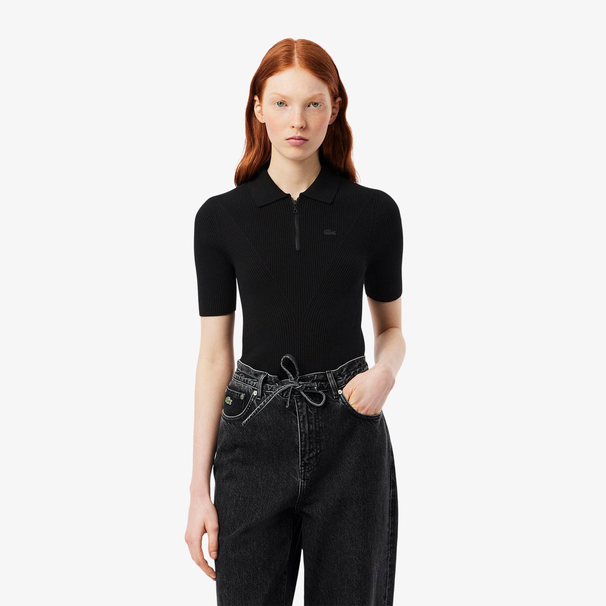 3D Ribbed Knit Polo Shirt - Women's Knitwear - New In 2026 | Lacoste