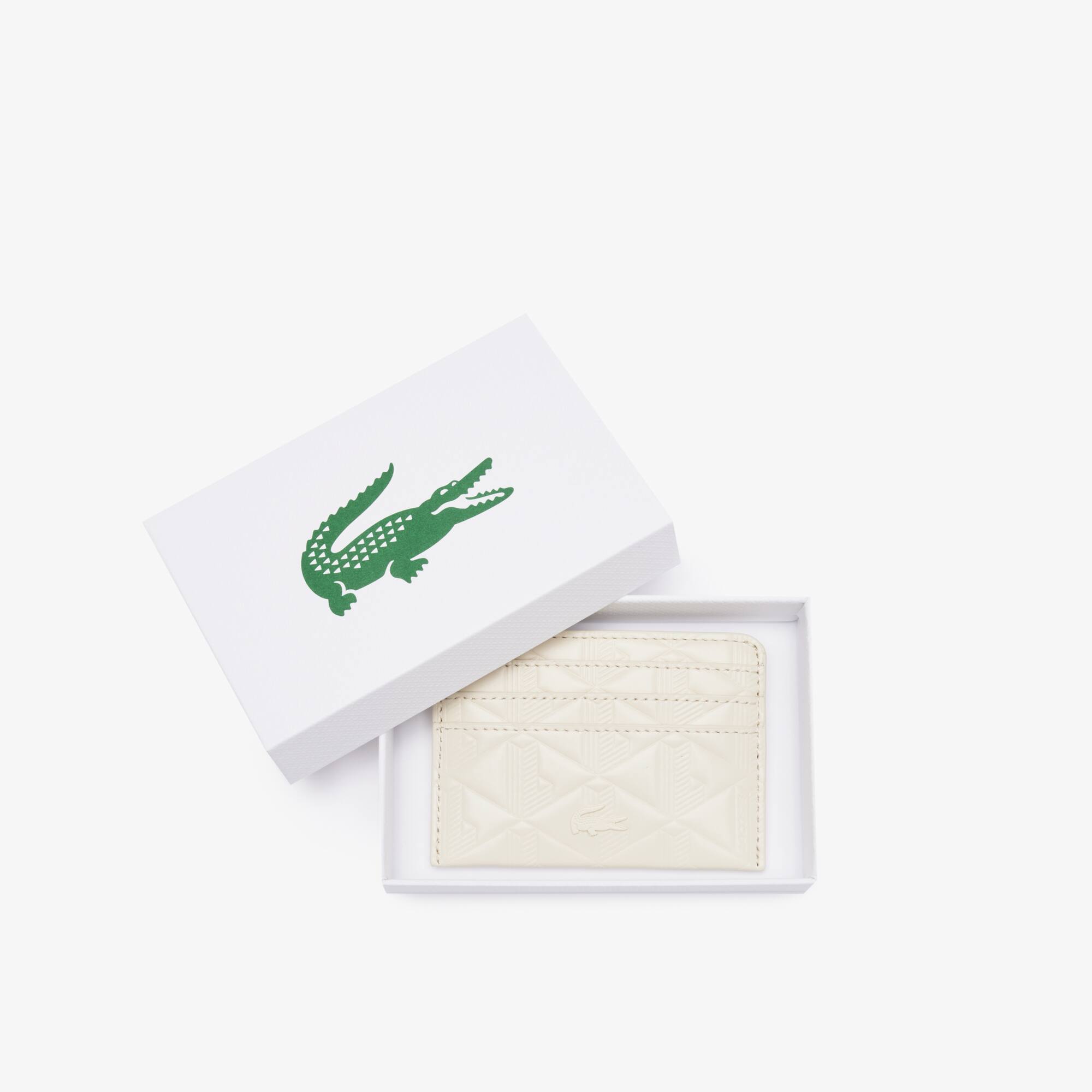 ★LACOSTE★ Women's Maheki Card Wallet Black NF4828M55G000 Maheki Embossed Leather Card Holder - Women's Wallets