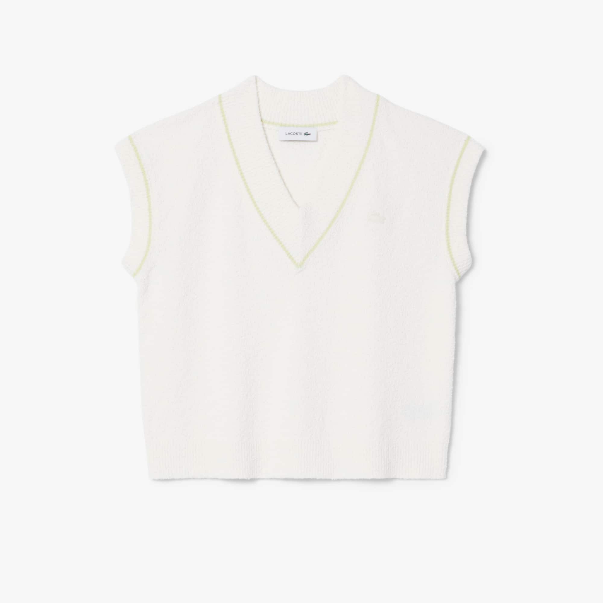 Cotton Blend V-neck Sleeveless Sweater Vest - Women's Knitwear