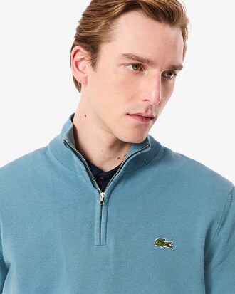 Zipped High Neck Cotton Sweater