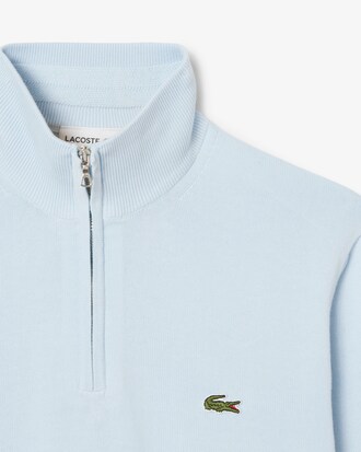 Zipped High Neck Cotton Sweater