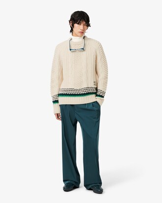 Runway Embroidered Textured Wool Sweater