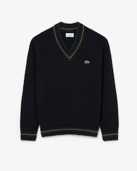 Striped Wool V Neck Sweater