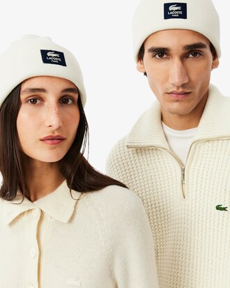 Ribbed Cotton Badge Beanie