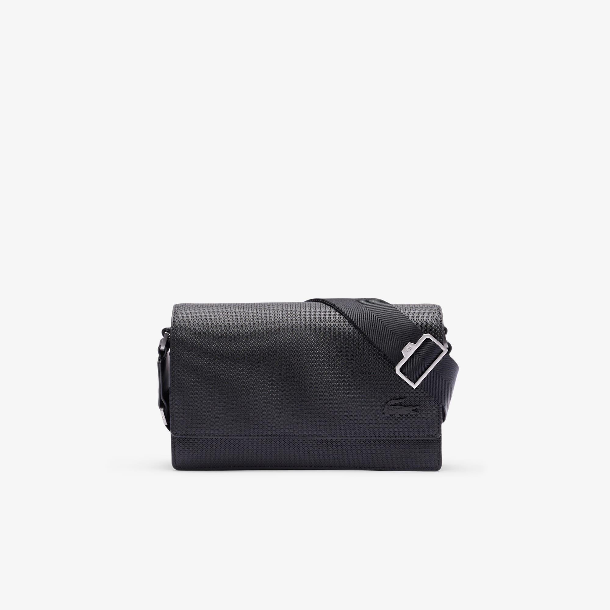 【LACOSTE】CHANTACO Small Reporter Bag Black☆人気☆ Chantaco Leather Flap Close Reporter Bag - Men's Vertical
