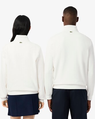 High Neck Zip-Up Print Sweatshirt