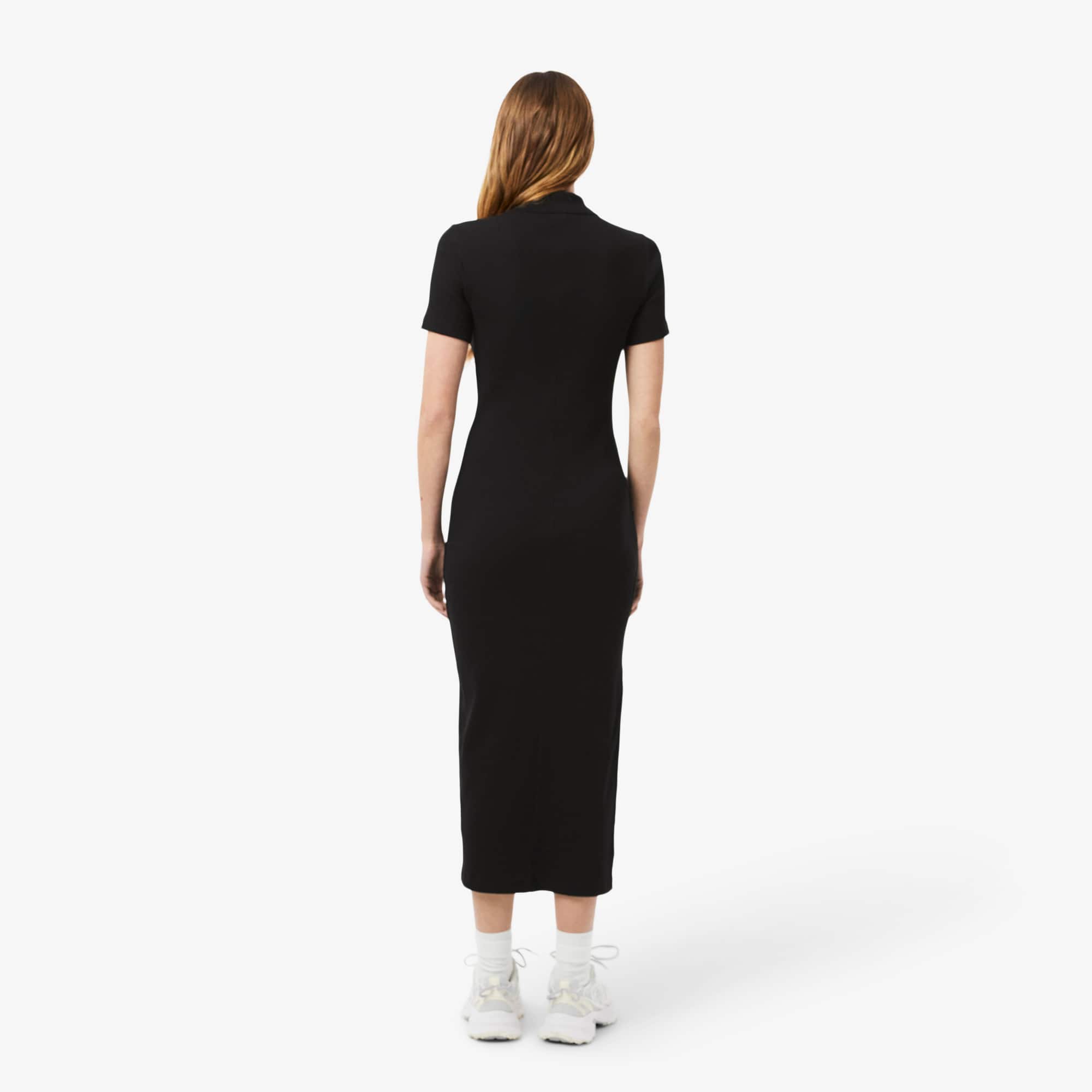 Long Ribbed Cotton Polo Dress - Women's dresses & skirts