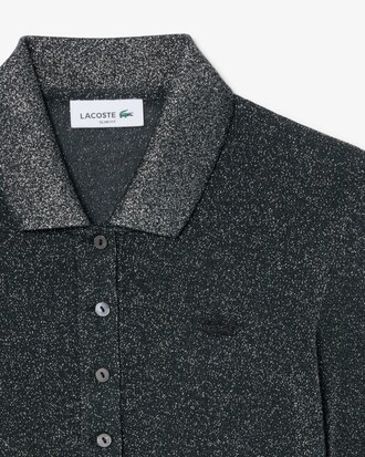 Slim Fit Long Sleeved Glitter Jersey Polo Shirt