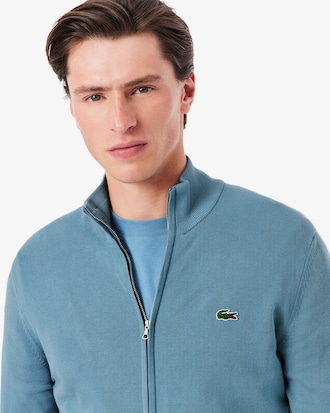 Zipped High Neck Cotton Sweater