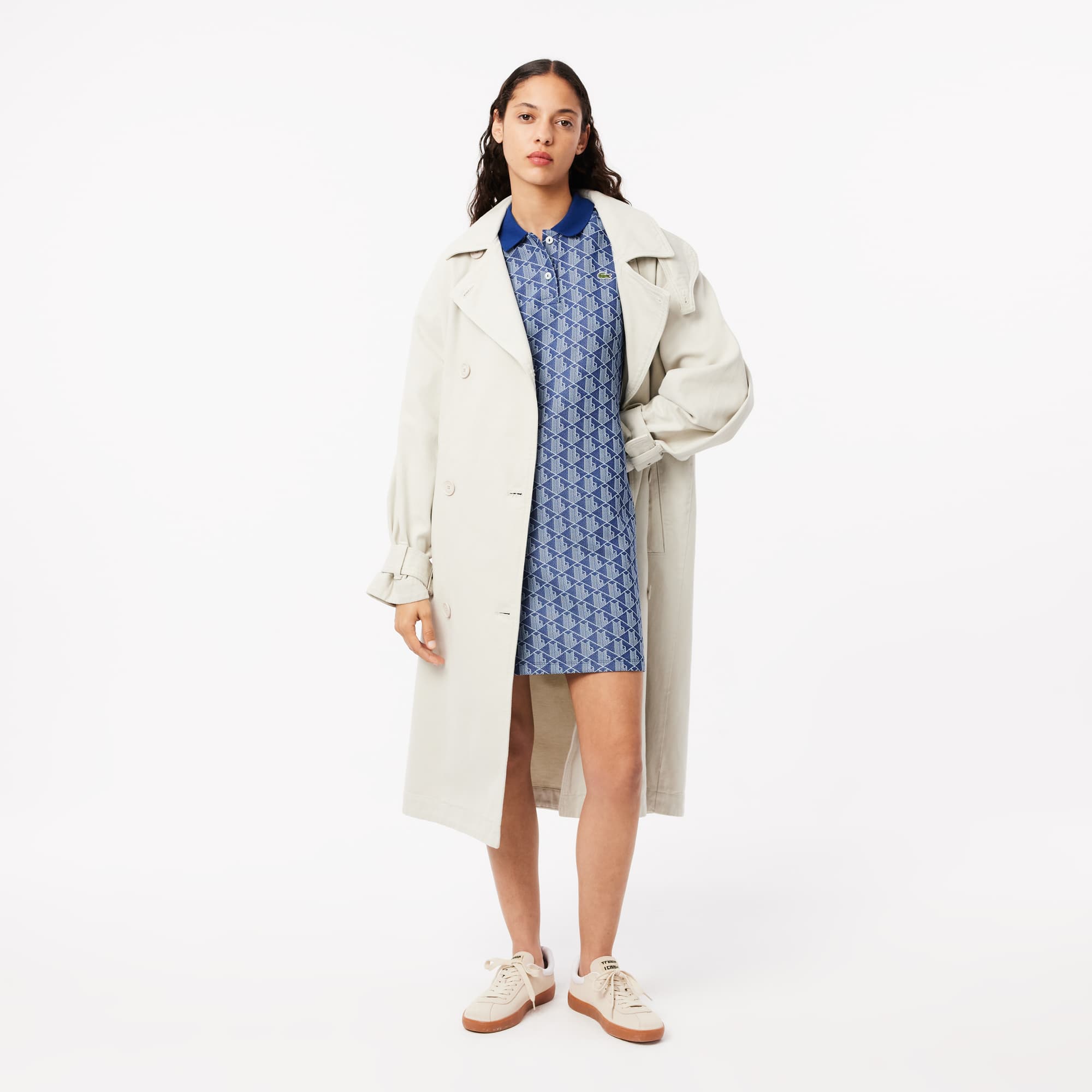 パーティードレス LACOSTE EF2655 Dresses Brown Women's Slim Fit Monogram Polo Dress - Dresses - New In 2025